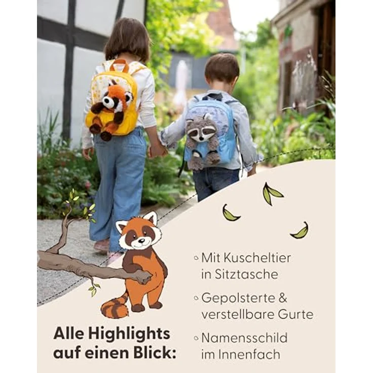 NICI Rucksack gelb mit Plüschtier Roter Panda, idealer Begleiter für kleine Abenteurer – Bild 4