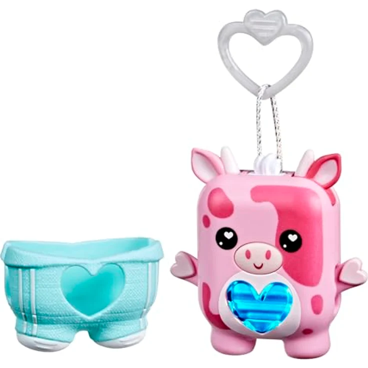 Nano-Mals Mootilda, elektronische Fidget-Kuh in Rosa mit farbwechselnder Herzanzeige und ansteckbarem Outfit – Bild 1
