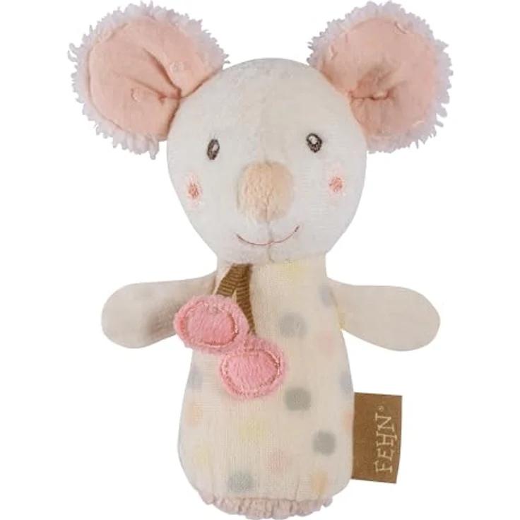 Fehn Mini-Rassel Greifling Maus, kuschelweiches Stofftier, geeignet ab Geburt – Bild 1