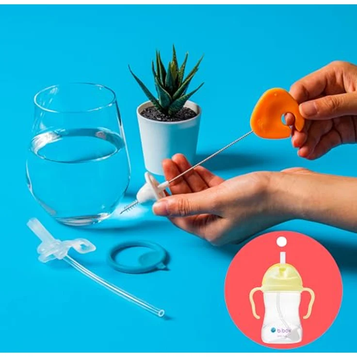 b.box Reinigungsbürstenset, 5-teiliges Set für Babyflaschen mit Clip-Ring, ergonomischen Griffen und verschiedenen Bürsten für Trinkflaschen und Strohhalme – Bild 4