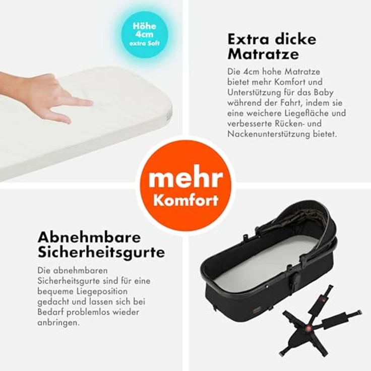 Daliya® FLEXI-PRO M 3in1 Kinderwagen & Buggy mit i-Size Babyschale, Memory-Knöpfen, leicht, großer Einkaufskorb, schwarz – Bild 7