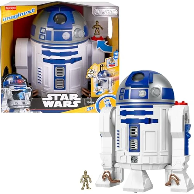 Fisher-Price Imaginext STAR WARS-R2-D2, interaktives Spielzeug (ca. 44 cm) mit Lichtern, Geräuschen und C-3PO Die-Cast-Figur, für Kinder ab 3 Jahren, HXG52 – Bild 1