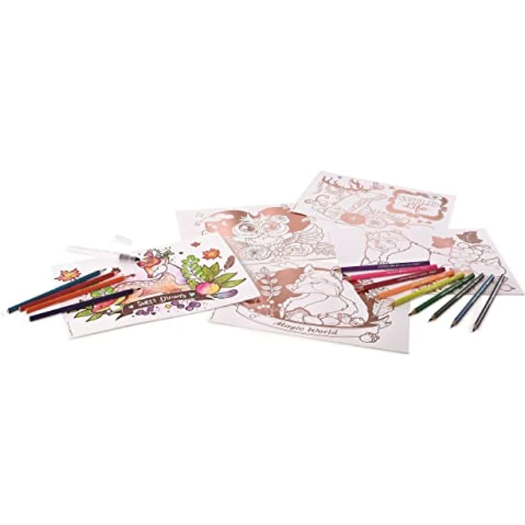 Maped CREATIV Aqua'Art Maxi-Set Waldtiere, Ausmal-Set mit 18 Aquarell-Stiften und 5 Metallic-Vorlagen – Bild 3