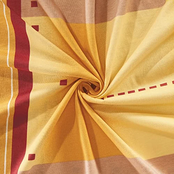 Erwin Müller Bettwäsche, Bettgarnitur Single-Jersey - 100% Baumwolle, pflegeleicht, bügelleicht, mit praktischem Reißverschluss - Ocker-gelb-rot Größe 155x220 cm (40x80 cm) – Bild 3