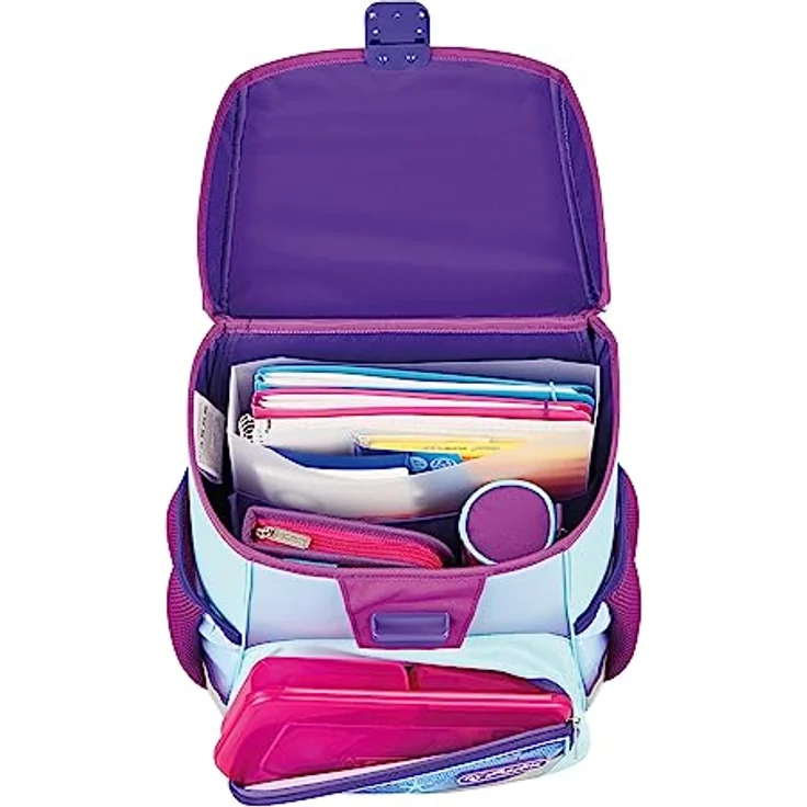 Herlitz Loop Plus Ocean in Heaven Schulranzen, lila/hellblau, inkl. 16 tlg. Schüleretui, Faulenzer-Mäppchen, Sportbeutel – Bild 10