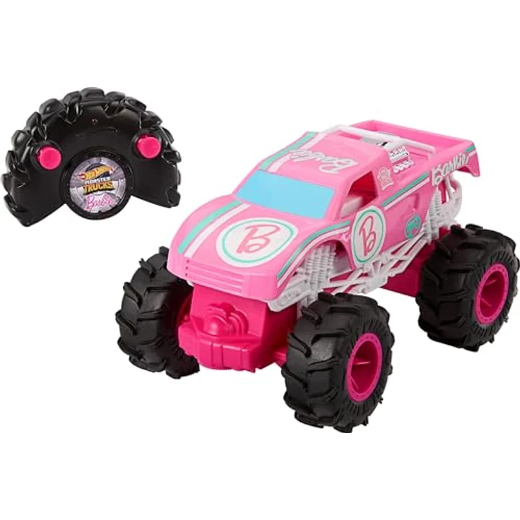 Hot Wheels RC Barbie Monster Truck, ferngesteuertes Spielzeugfahrzeug im Maßstab 1:24 mit coolen Stunt-Tricks und Riesenreifen – Bild 1