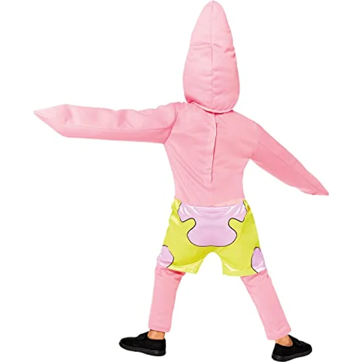 Amscan Kinderkostüm Patrick, rosafarbener Overall mit Mütze für 3-4 Jahre (104), lizenziertes Spongebob-Design – Bild 4
