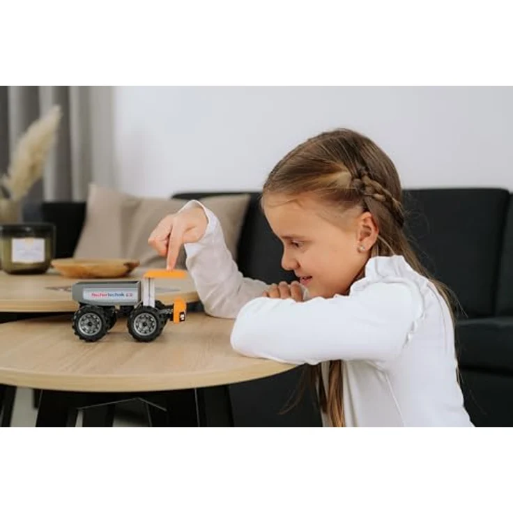 fischertechnik Truck 576105, LKW-Spielzeug-Bausatz mit kippbarem Laderaum für Kinder ab 7 Jahren, orange – Bild 5