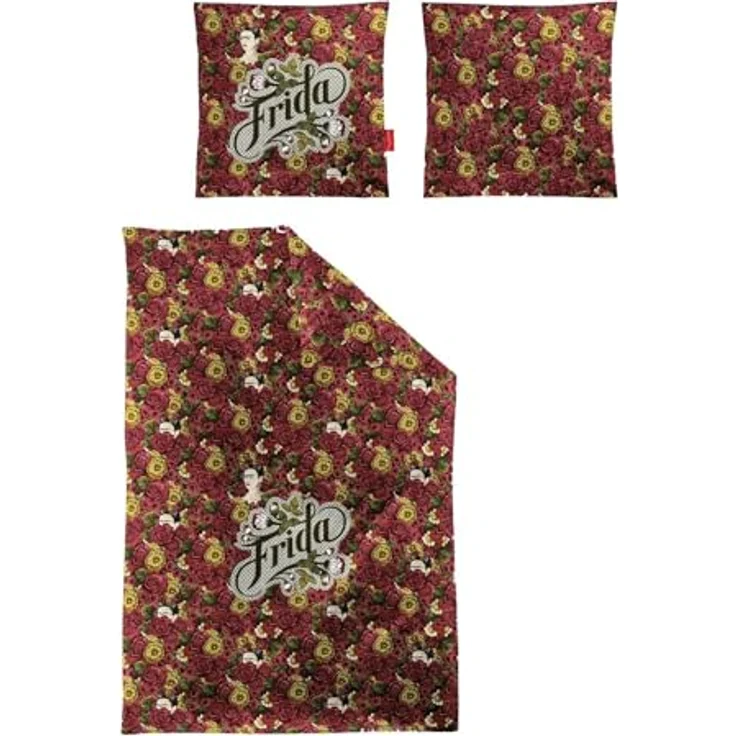 Irisette I Flausch Cotton Bettwäsche I Frida Kahlo I 135x200, Kinderbettwäsche atmungsaktiv und wohlig wärmend, blau – Bild 1