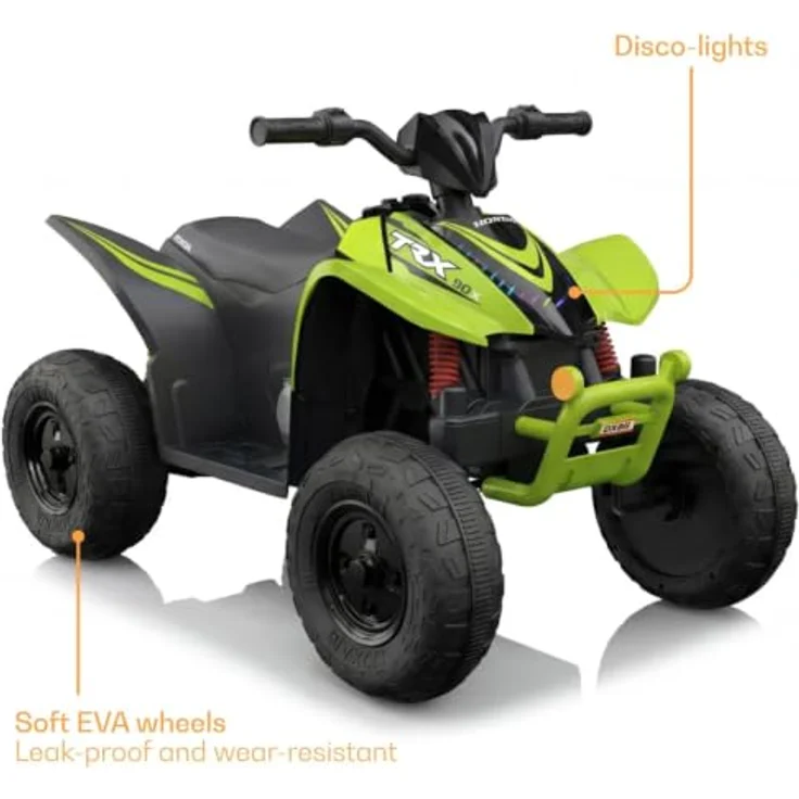 Vrooomy Honda TRX90X Elektro Kinderquad 12V, für 3-6 Jahre, grüner Li-Ionen-Akku, 90 Min. Fahrzeit, Bluetooth MP3-Player, Stoßdämpfer, 30 kg Belastung – Bild 3