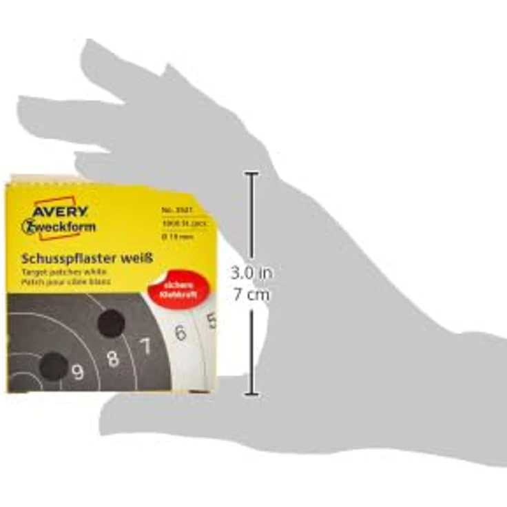 AVERY Zweckform 3521 Schusspflaster 1.000 Stück (Ø19mm, Zielscheibe, Schützensport, runde Aufkleber, permanent, im Spender) weiß – Bild 2