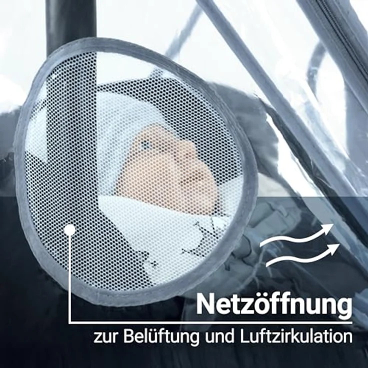Zamboo Kinderwagen-Regenschutzhülle Universal, Regenschutz für Babyschalen / Maxi-Cosi mit Reißverschluss und integrierter Belüftung – Bild 5