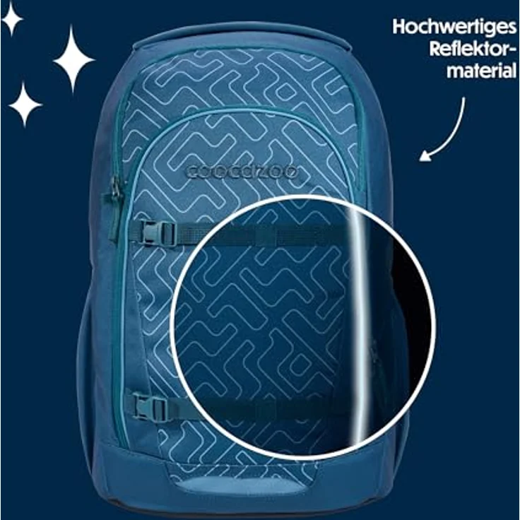 Coocazoo Every „Blue Maze“, ergonomischer Schulrucksack, höhenverstellbar, 30 Liter, blau, mit Brustgurt & Hüftgurt, für ab der 3. Klasse – Bild 5
