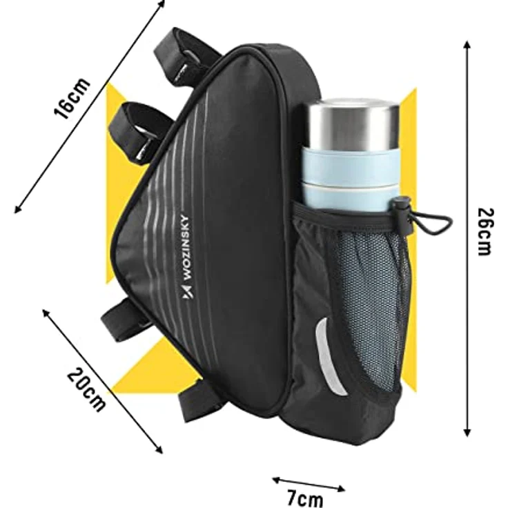 Wozinsky Velotasche, 1.50 l Rahmenfahrradtasche mit Wozinsky-Flaschenhalter, Schwarz – Bild 2
