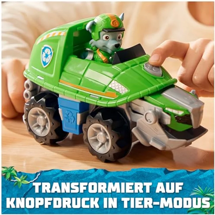 Spin Master Paw Patrol Jungle Pups, Spielzeug-Auto Rocky mit Schildkröten-Maul und stacheligem Schwanz, grün – Bild 3