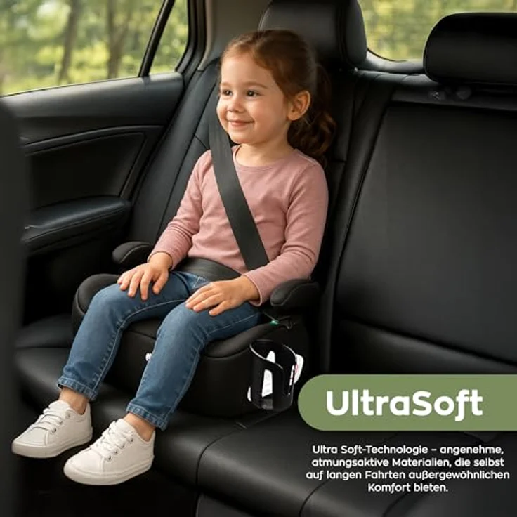 Tulano Cabby 20, Kindersitz mit ECE R129/03 i-Size-Zulassung, Schwarz, abnehmbare und waschbare Polsterung, leicht und kompakt – Bild 2