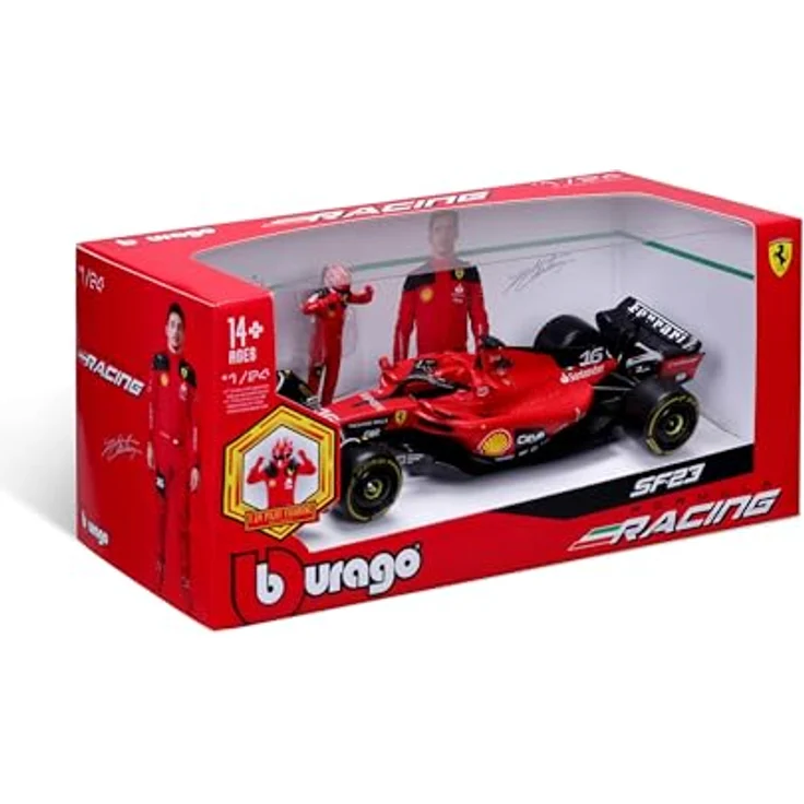 BBURAGO Ferrari SF-23 Charles Leclerc #16 2023, Maßstab 1:24 Modellfahrzeug mit realistischer Figur, offizielle Ferrari-Lizenz, geeignet ab 14 Jahren – Bild 3