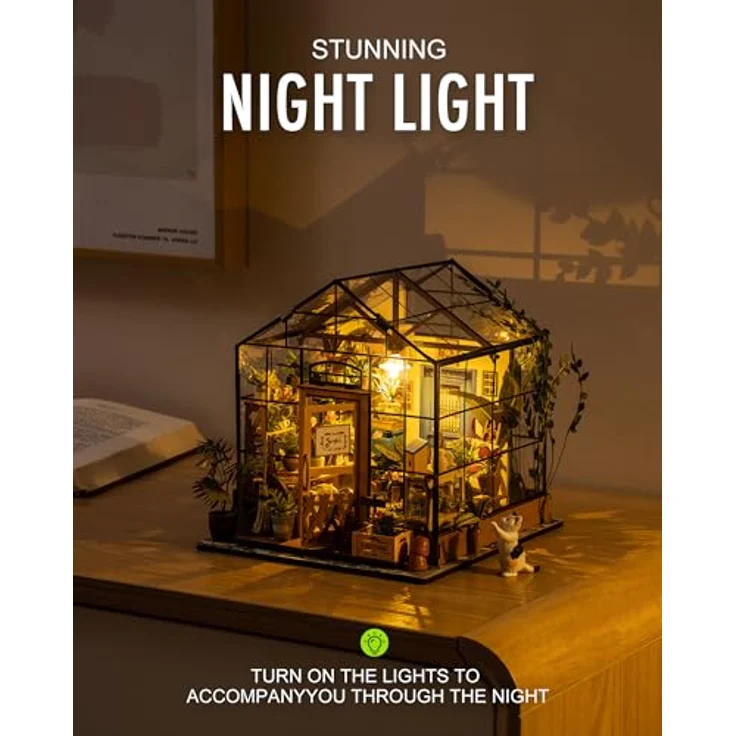 Rolife Miniatur DIY Puppenhaus Küche Kits mit Licht DIY Holz Mini Haus Modell Erwachsene-Kinder 14 15 16 17 18 Jahre Alt (Cathy's Flower House) – Bild 5