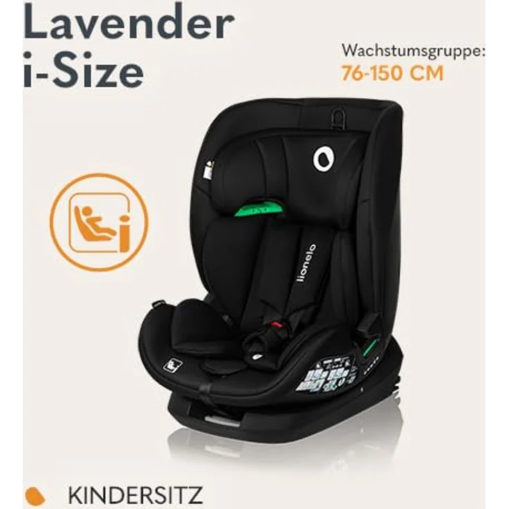 lionelo Autokindersitz Lavender i-Size, ab: ab 1 Jahr, bis: bis 12 Jahren, ab: 9,00 kg, bis: 36,00 kg, (Set), i-Size/9-36kg/ISOFIX/Breiter Einstellbereich – Bild 2