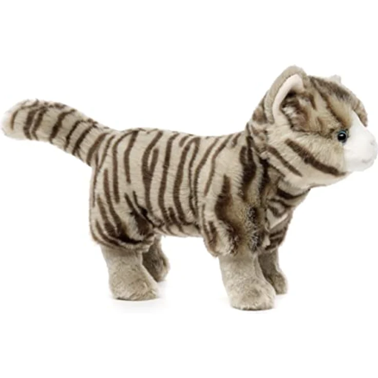Uni-Toys - Katze mit Stimme (grau-getigert), stehend - 35 cm (Länge) - Plüsch-Kätzchen - Plüschtier, Kuscheltier - Preisvergleich – Bild 2