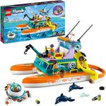 LEGO 41734 Friends Seerettungsboot Tierrettungs-Spielzeug Set mit Delfin-Tier-Figuren und U-Boot, Öko-Lernset, Spielzeug-Geschenk für Kinder, Mädchen und Jungen ab 7 Jahren