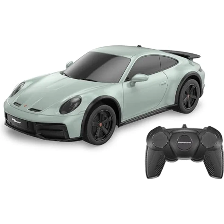 Jamara Porsche 911 Dakar 1:24 grün schattiert 2,4GHz, Offiziell lizensiertes Deluxe Car Modell, Ergonomische Fernsteuerung, Originalgetreue Lackierung – Bild 1