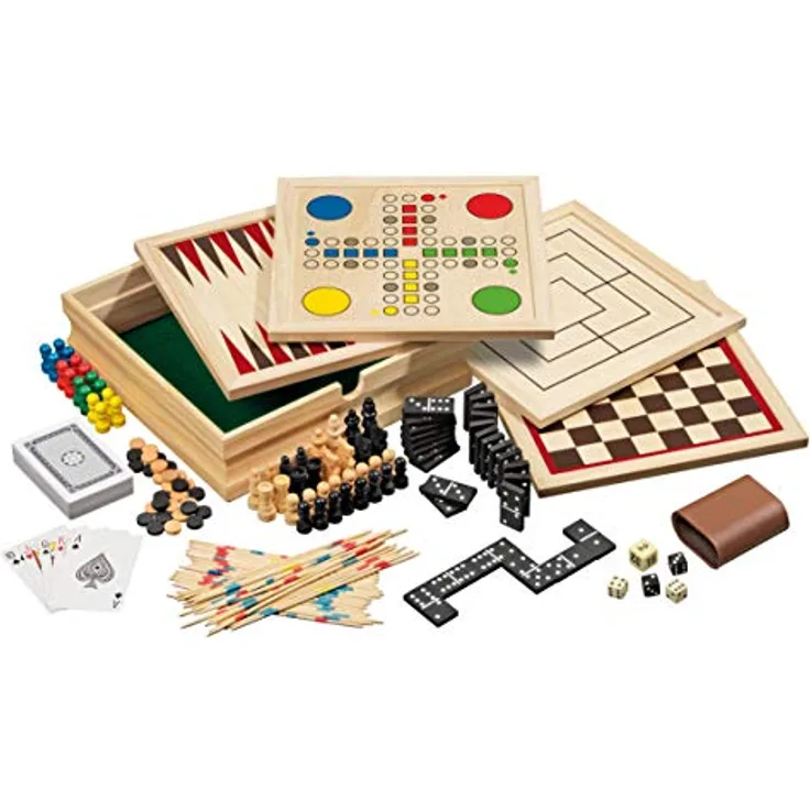 Philos 3099 - Holz-Spielesammlung, klein, mit 10 Spielmöglichkeiten