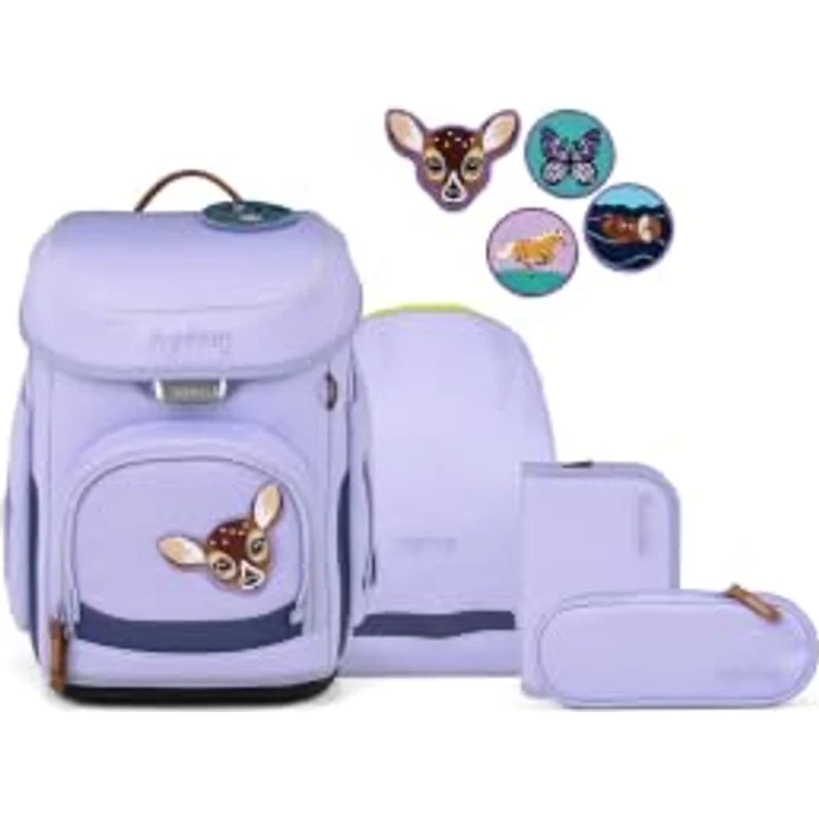 ergobag cubo Schulranzen-Set WaldBärsucher, ergonomischer Schulranzen mit individuell einstellbarer Rückenhöhe, wasserabweisend und reflektierenden Flächen – Bild 1