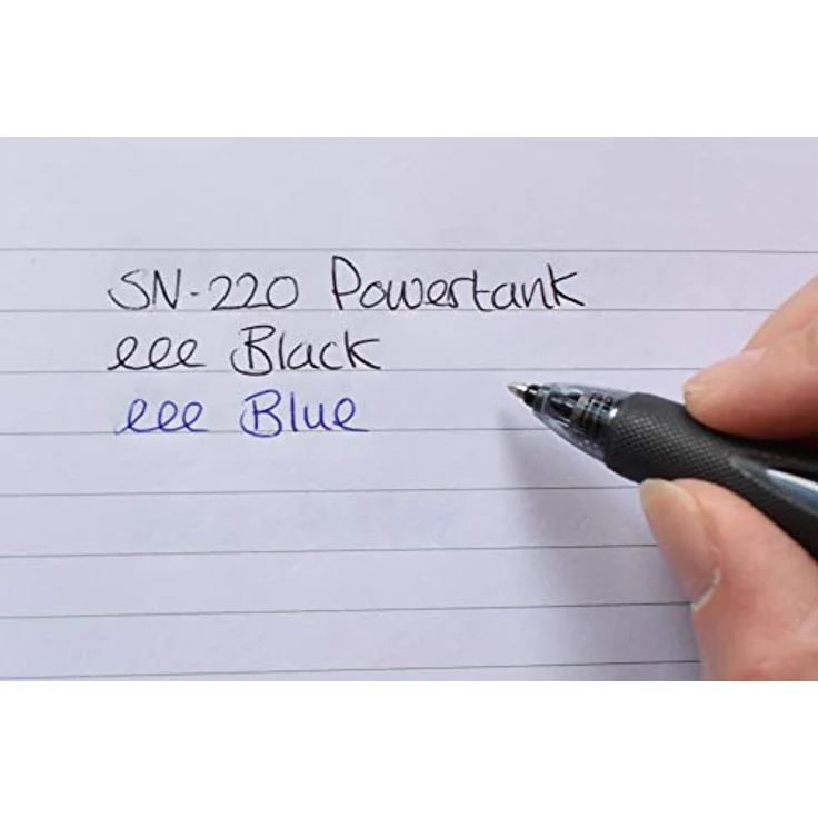 Uni-ball SN-220, Clip-on Kugelschreiber mit Druckmechanik, dokumentenechter Tinte, 0,4 mm, blau, 12er Pack – Bild 7