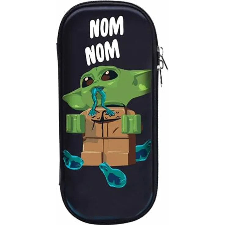 IQ Lego Star Wars Mandalorian Federmäppchen Grogu – Geformtes Etui mit Reißverschluss, Hartschale, Innenfächern, 22,5 x 10,2 x 4,2 cm, für Kinder ab 6 Jahren
