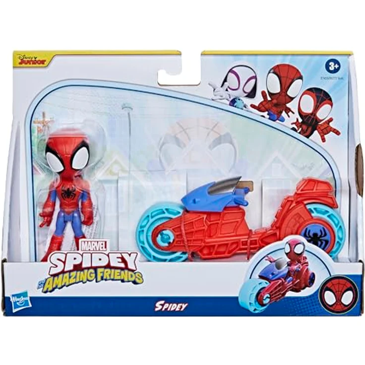 Hasbro Actionfigur Marvel Spidey and His Amazing Friends, Spidey mit Motorrad, 10 cm groß – Bild 2