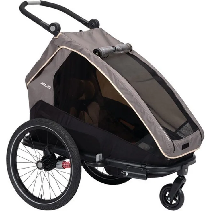 XLC Kinderanhänger MONO S BSC09, Fahrradhundeanhänger mit innovativem Faltsystem, inkl. BuggyRad und verstellbarem Schiebebügel, blau