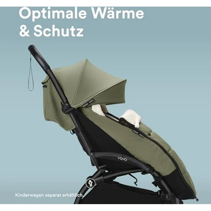 Stokke YOYO Fußsack, Olive - Sherpa-Futter, Fleece-Kapuze mit Kordelzug, doppelte Wattierung - Maschinenwaschbar bei 30°C - Inklusive kleiner Tasche – Bild 2