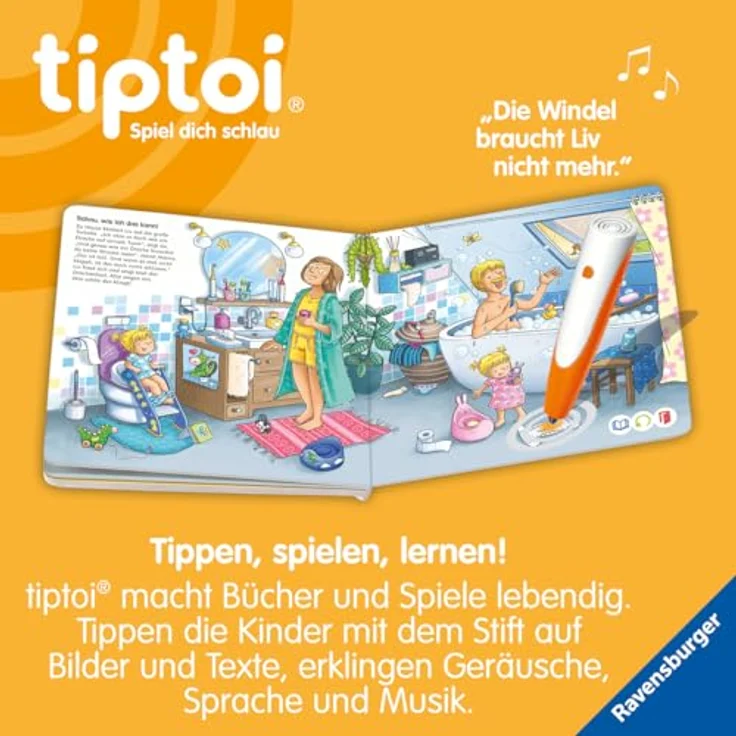 Ravensburger tiptoi® Abenteuer Großwerden - Liv geht aufs Töpfchen, Lernbuch mit Sound für Kleinkinder von 24 Monaten bis 4 Jahren – Bild 4
