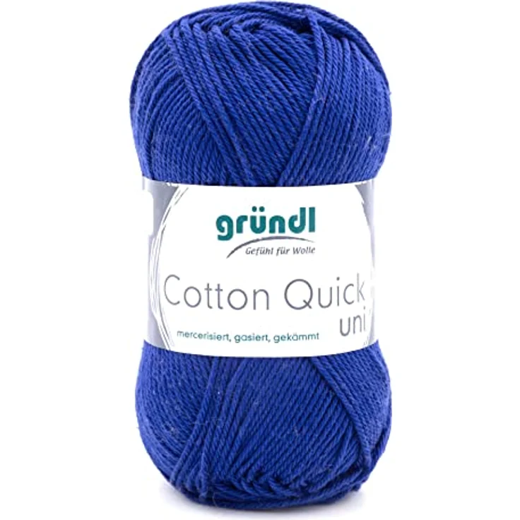Gründl Cotton Quick Uni, 1 Knäuel à 50 g (strapazierfähige und langlebige Wolle, pflegeleichtes waschbares Garn aus 100 % Baumwolle, 50 g / 125 m, Nadelstärke: 3 - 4, 1 x 50 g), Marineblau – Bild 1