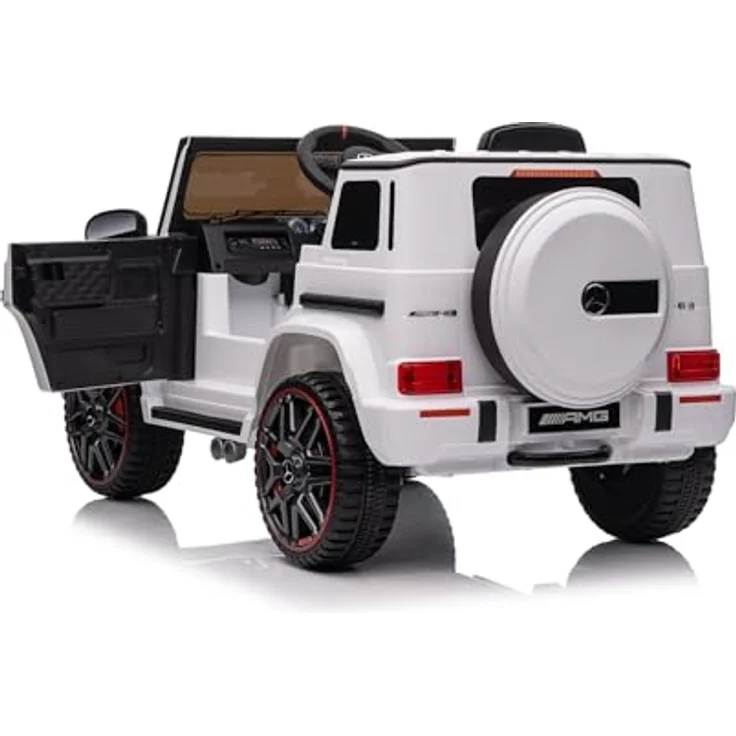 RIRICAR Elektroauto Kinder 12V Avec Neu 2,4 GHz Fernbedienung, Weiß, Originallizenz, Batteriebetrieben, Türen öffnen, Einzelsitz, 2X Motor, 12 V Batterie, Hinterradfederung, Sanfter Start – Bild 2