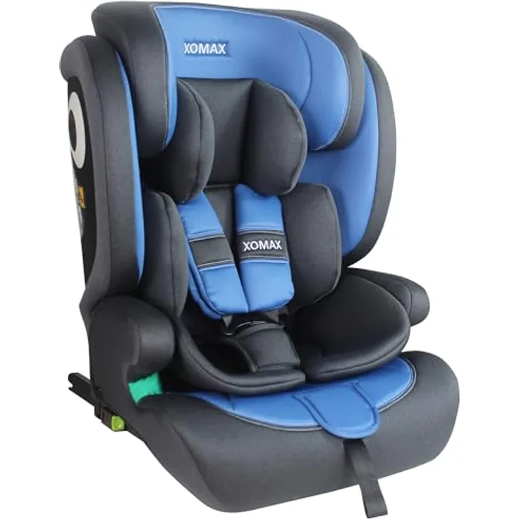 XOMAX LM238, Autokindersitz ISOFIX anthrazit-blau, für Kinder 9-36 kg, ab 15 Monaten bis 12 Jahre, verstellbar, waschbare Bezüge
