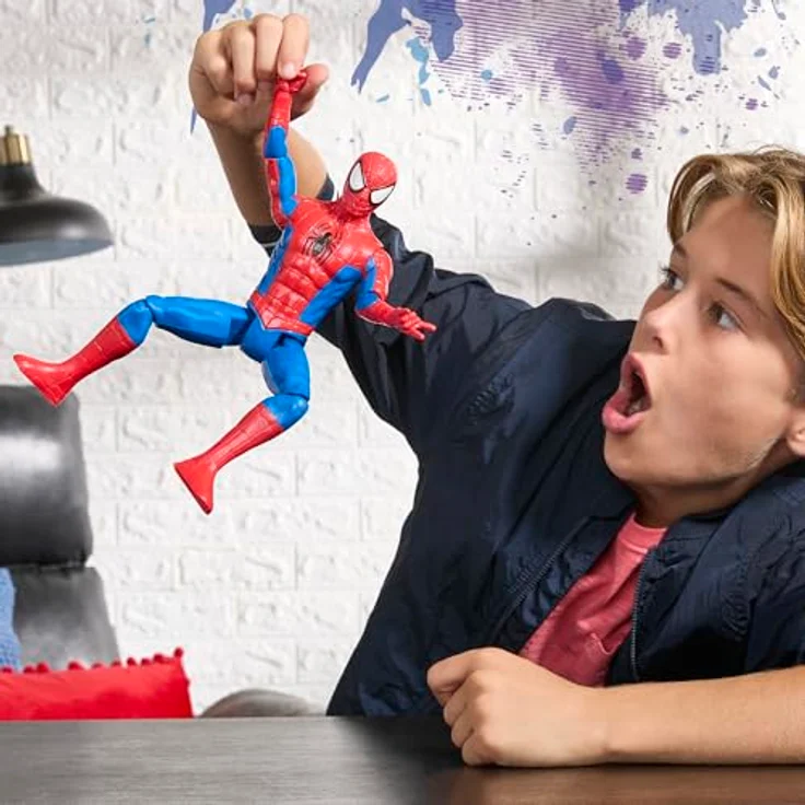 Marvel Spider-Man Titan Serie Action-Figur, 30 cm Superhelden-Spielzeug mit 11 Bewegungspunkten, Rot – Bild 5