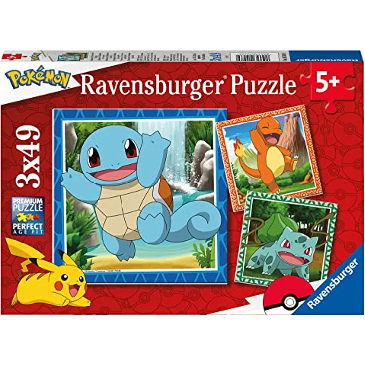 Ravensburger Puzzle 3x49 Teile Pokémon: Glumanda, Bisasam und Schiggy – Bild 2