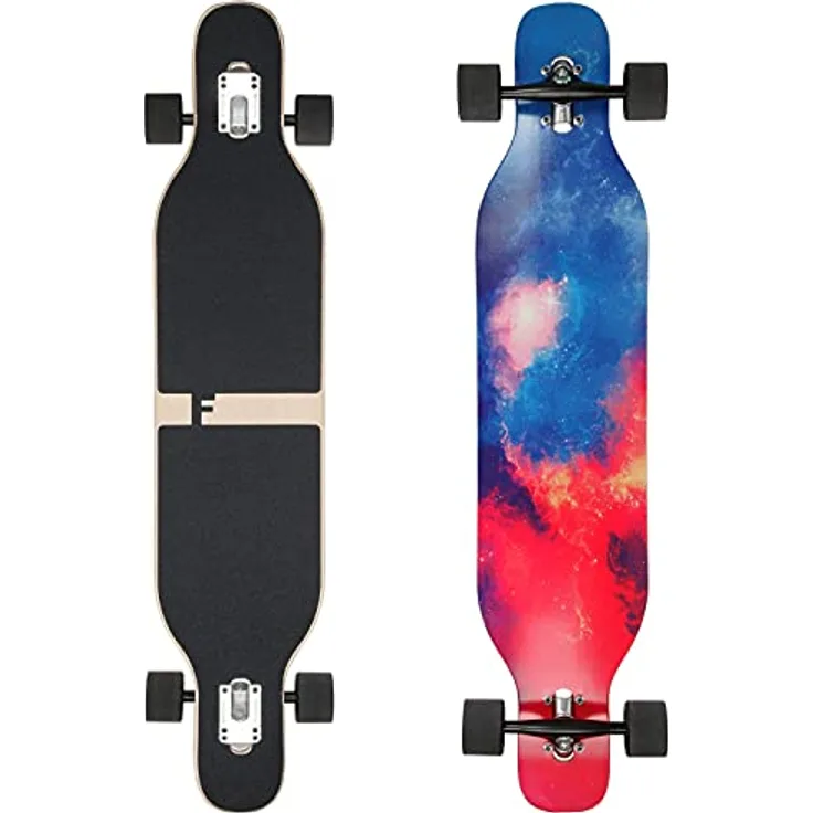 FunTomia Longboard Camber Flex2, 25 bis 84kg, Drop Through Cruiser Komplettboard Mach1 Speed Kugellager T-Tool