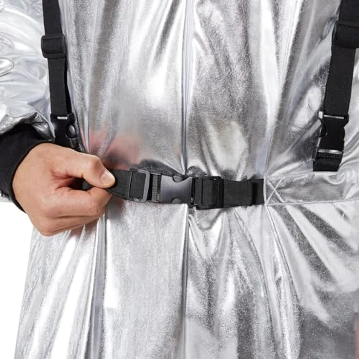 dressforfun Astronauten Kostüm, Silberner Overall für Damen und Herren, Leichtes und pflegeleichtes Polyester, Ideal für Fasching und Karneval - L – Bild 5