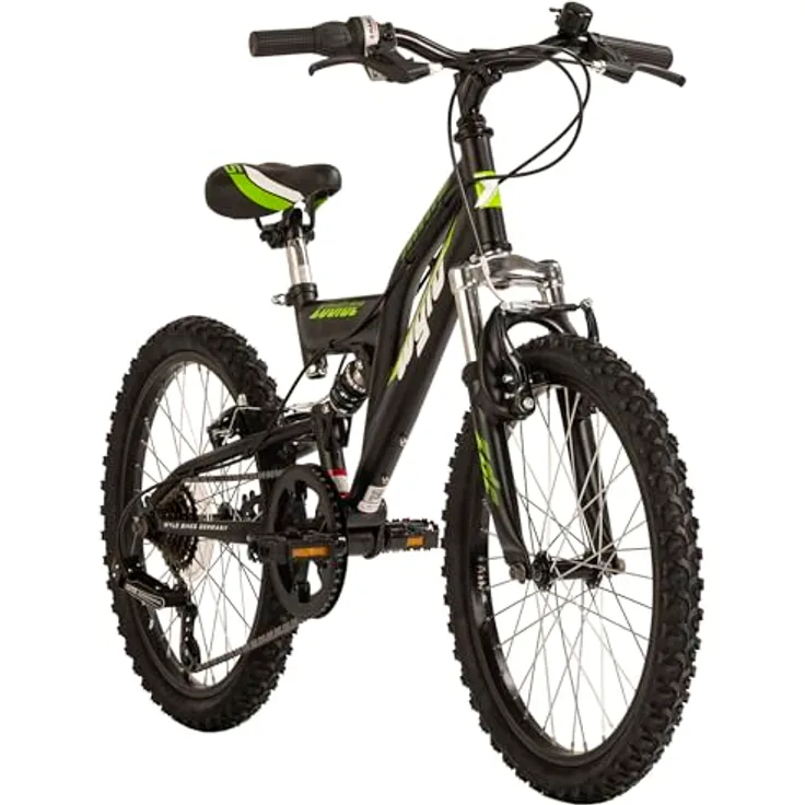 WYLD Kinder-Mountainbike Fully 20'' Zodiac schwarz-grün 6 Gänge RH 31 cm