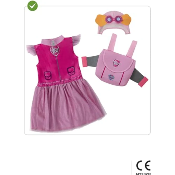 Funidelia | Skye Paw Patrol Kostüm für Mädchen - Größe 2-3 Jahre - Rosa, inkl. Kleid, Rucksack & Mütze – Bild 3