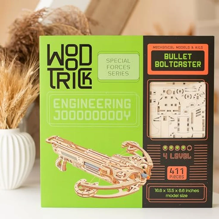 Wood Trick Bullet Boltcaster Armbrust 3D Holzpuzzle, mechanisches Modellbausatz mit 411 Teilen, schießt bis zu 10 m, für Erwachsene und Kinder – Bild 5