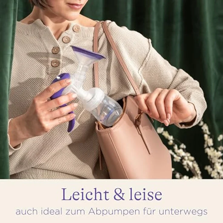 Lansinoh Handmilchpumpe - leichte und leise manuelle Milchpumpe mit Easy-Express Griff und einstellbarer 2-Rhythmen-Technologie - inklusive Muttermilchbeutel und NaturalWave Sauger in Größe S – Bild 2