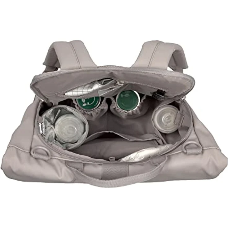 LÄSSIG Baby Wickelrucksack Wickeltasche Rolltop Rucksack nachhaltig produziert, taupe – Bild 3