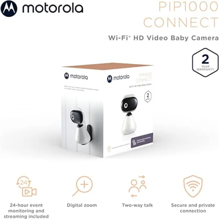 Motorola Babyphone PIP1000 WHT, Babyphone mit Kamera und Nachtsichtfunktion, weiß – Bild 7