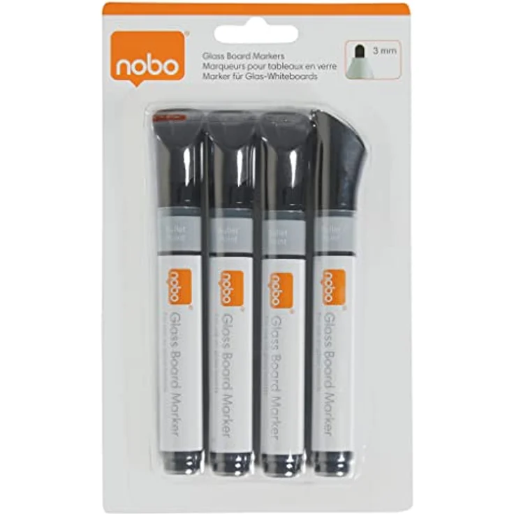 NOBO Glastafel Marker, Rundspitze 3 mm, schwarz, VE=4 Stück, trocken abwischbar – Bild 8