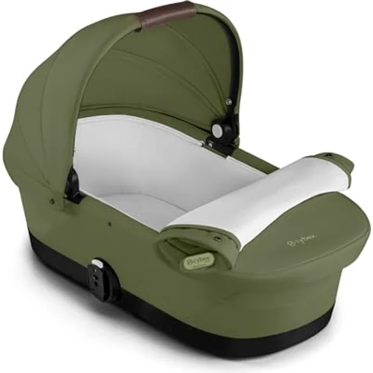 CYBEX Gold GAZELLE S Cot Kinderwagenaufsatz, für Neugeborene bis 6 Monate, Moss Green, mit XXL-Sonnenverdeck und Tragegriff