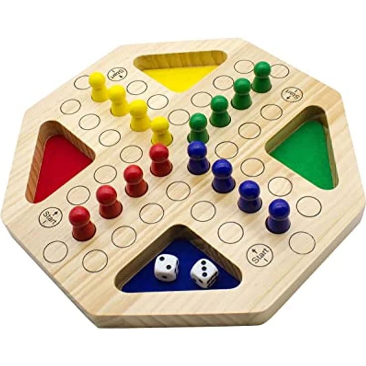 GICO Holz Ludo Spiel XL - Brettspiel für die ganze Familie, stabile Ausführung, große Figuren – Bild 5